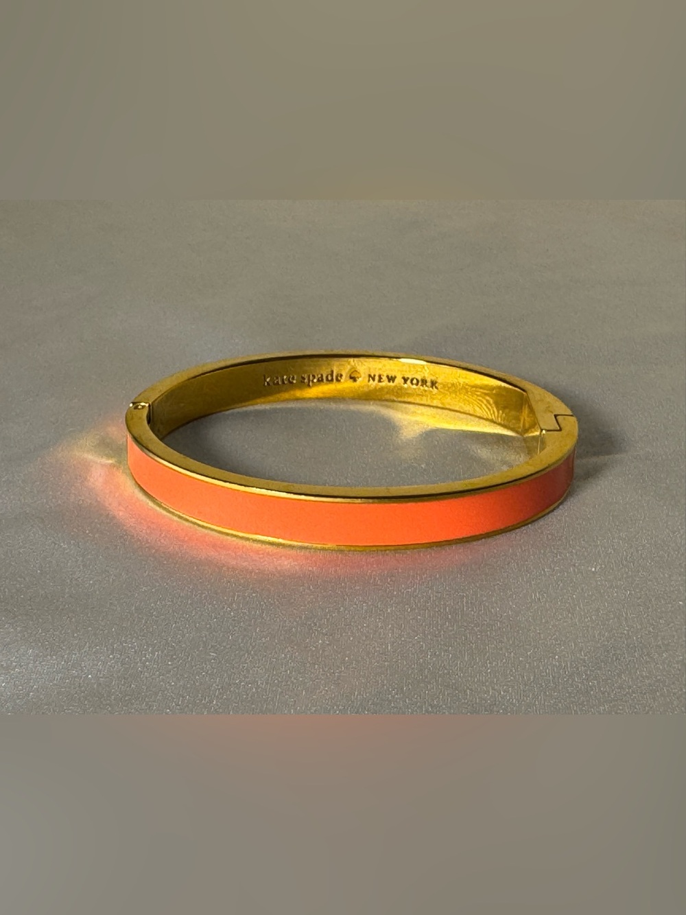 kate spade Light Orange Enamel Gold-Tone Hinged Bangle